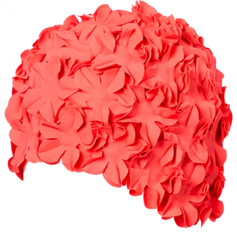 Gorro Piscina Flores Liso Coral